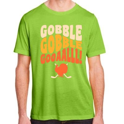 Thanksgiving Hockey Player Ice Hockey Gobble Goal Adult ChromaSoft Performance T-Shirt