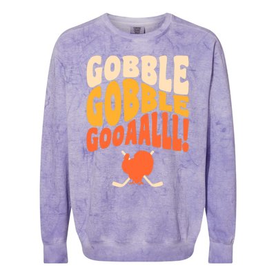 Thanksgiving Hockey Player Ice Hockey Gobble Goal Colorblast Crewneck Sweatshirt