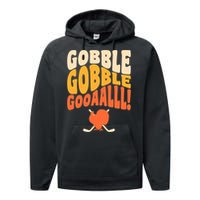 Thanksgiving Hockey Player Ice Hockey Gobble Goal Performance Fleece Hoodie