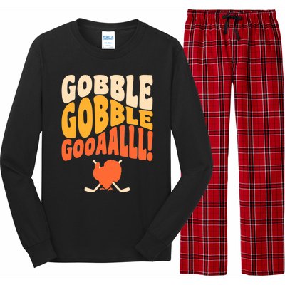 Thanksgiving Hockey Player Ice Hockey Gobble Goal Long Sleeve Pajama Set