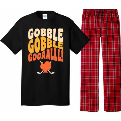 Thanksgiving Hockey Player Ice Hockey Gobble Goal Pajama Set