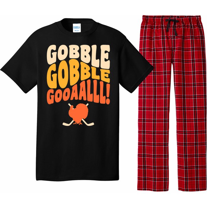 Thanksgiving Hockey Player Ice Hockey Gobble Goal Pajama Set