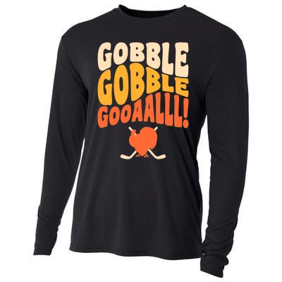 Thanksgiving Hockey Player Ice Hockey Gobble Goal Cooling Performance Long Sleeve Crew