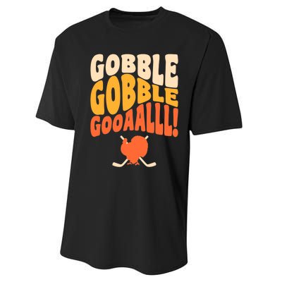 Thanksgiving Hockey Player Ice Hockey Gobble Goal Performance Sprint T-Shirt