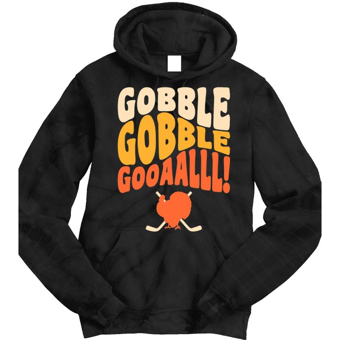 Thanksgiving Hockey Player Ice Hockey Gobble Goal Tie Dye Hoodie