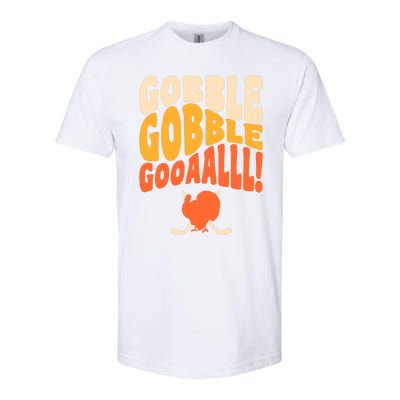 Thanksgiving Hockey Player Ice Hockey Gobble Goal Softstyle CVC T-Shirt