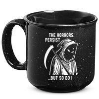 The Horrors Persist But So Do I Funny 15oz Campfire Ceramic Mug