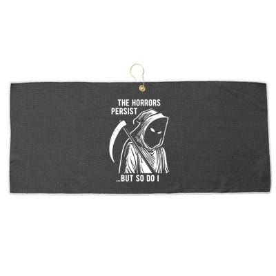 The Horrors Persist But So Do I Funny Large Microfiber Waffle Golf Towel