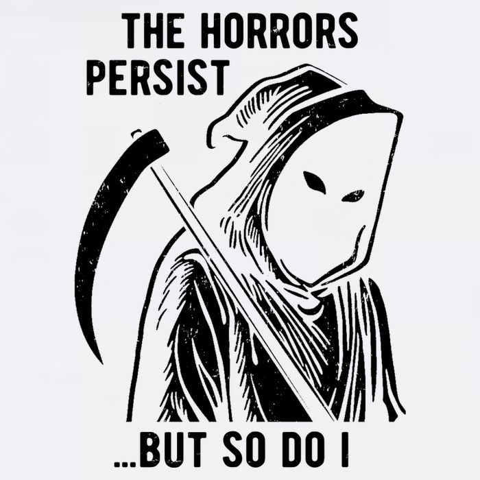 The Horrors Persist But So Do I Funny Garment-Dyed Sweatshirt