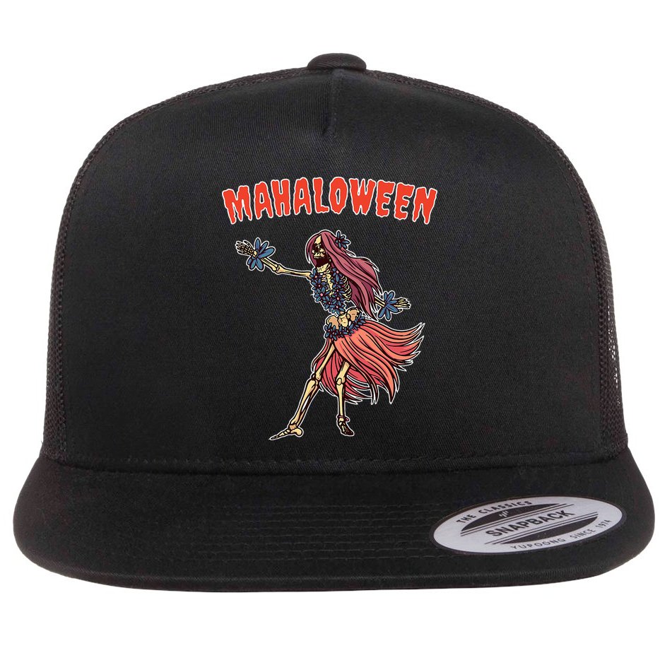 Tropical Halloween Party Mahaloween Hula Flat Bill Trucker Hat
