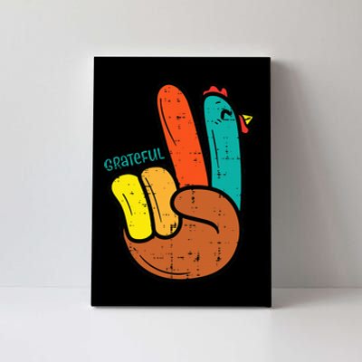 Thanksgiving Hippi Peace Hand Turkey Festive Canvas