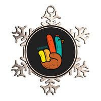 Thanksgiving Hippi Peace Hand Turkey Festive Metallic Star Ornament