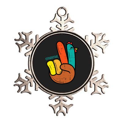 Thanksgiving Hippi Peace Hand Turkey Festive Metallic Star Ornament