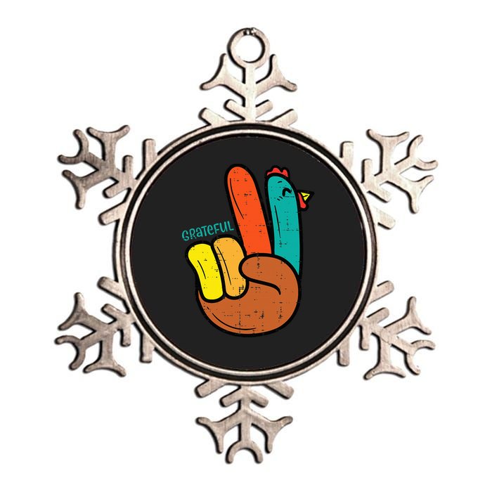 Thanksgiving Hippi Peace Hand Turkey Festive Metallic Star Ornament