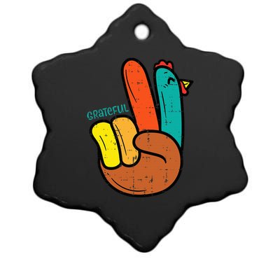 Thanksgiving Hippi Peace Hand Turkey Festive Ceramic Star Ornament