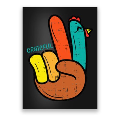 Thanksgiving Hippi Peace Hand Turkey Festive Poster