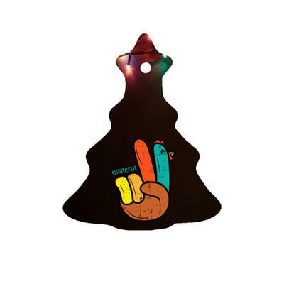 Thanksgiving Hippi Peace Hand Turkey Festive Ceramic Tree Ornament