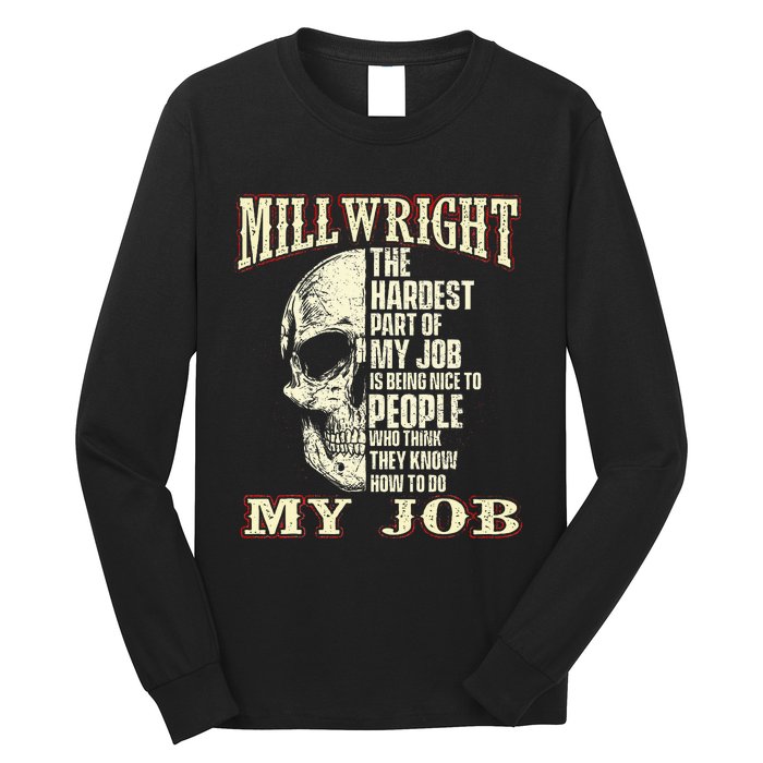 The Hardest Part Of My Job Is Being Nice Millwright Worker Long Sleeve Shirt