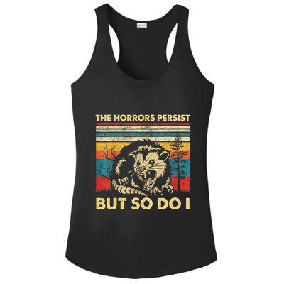 The Horrors Persist But So Do I Angry Opossum Possum Ladies PosiCharge Competitor Racerback Tank