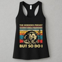 The Horrors Persist But So Do I Angry Opossum Possum Womens Tank Top