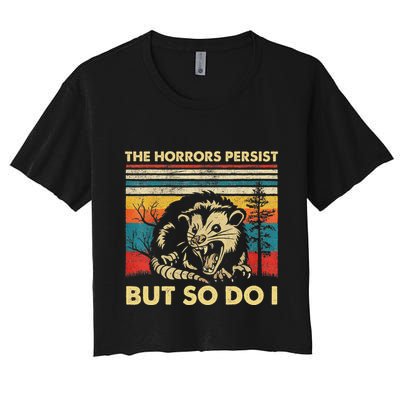 The Horrors Persist But So Do I Angry Opossum Possum Crop Top