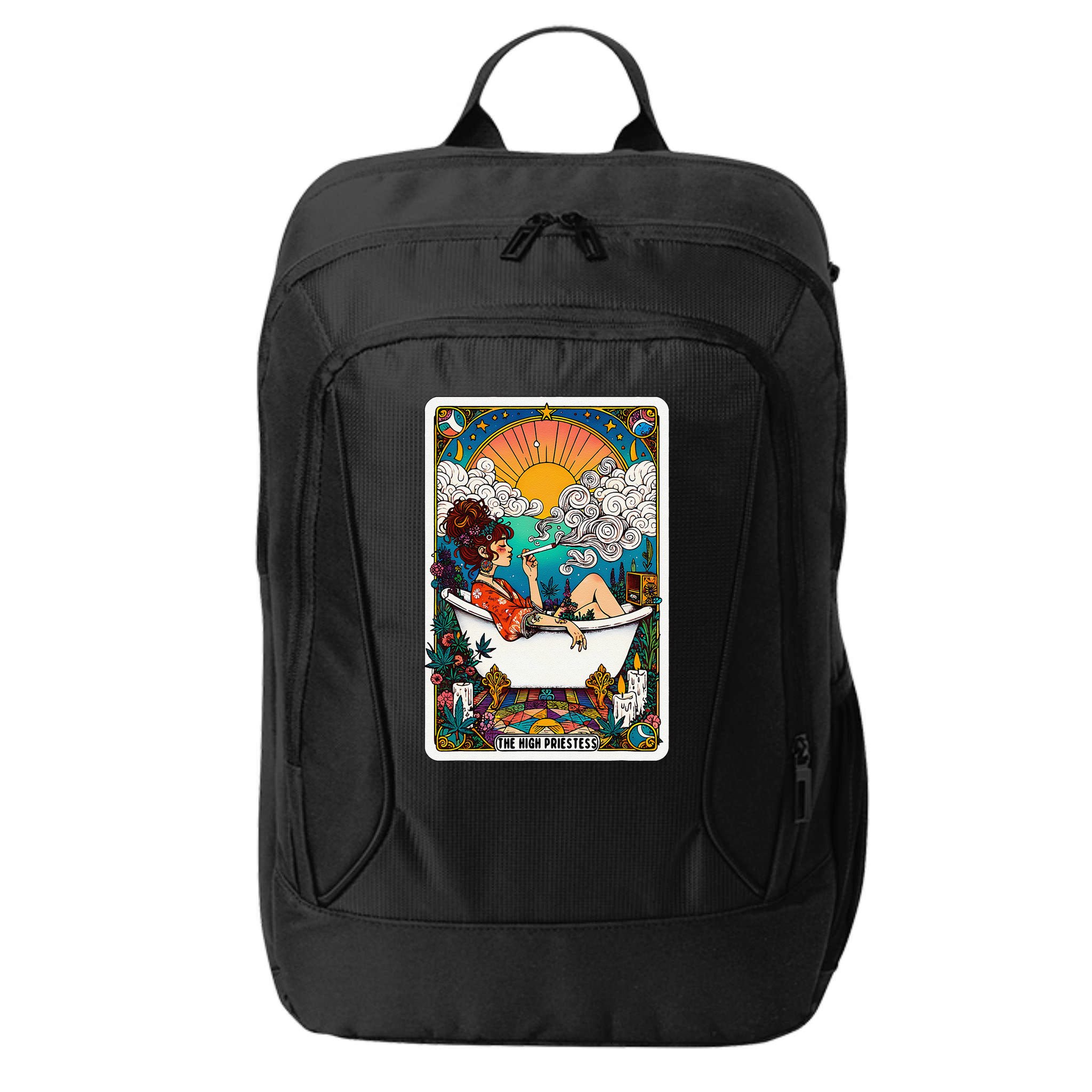 The High Priest.Ess Retro Cannabis Stoner Weed Tarot Card City Backpack