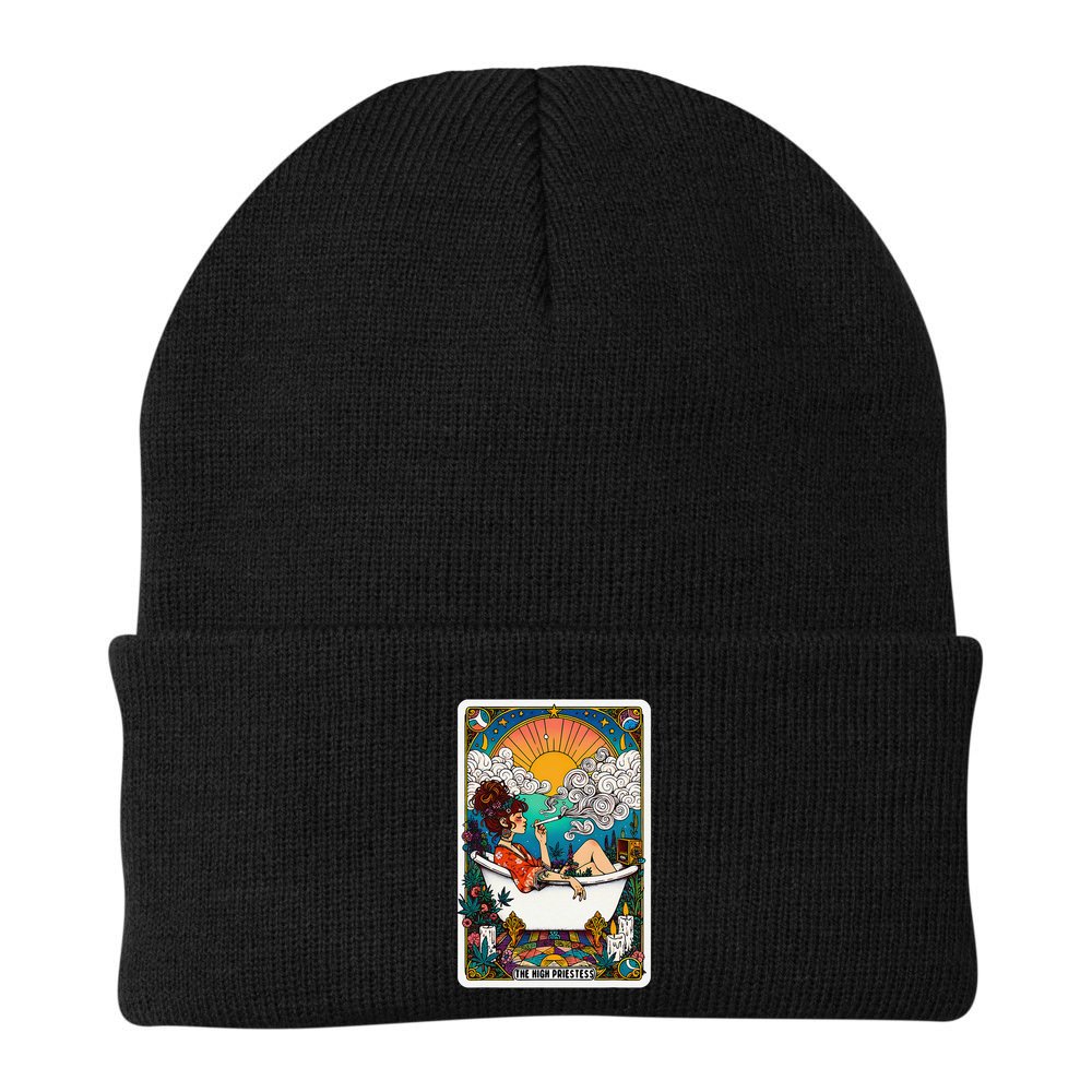 The High Priest.Ess Retro Cannabis Stoner Weed Tarot Card Beanie