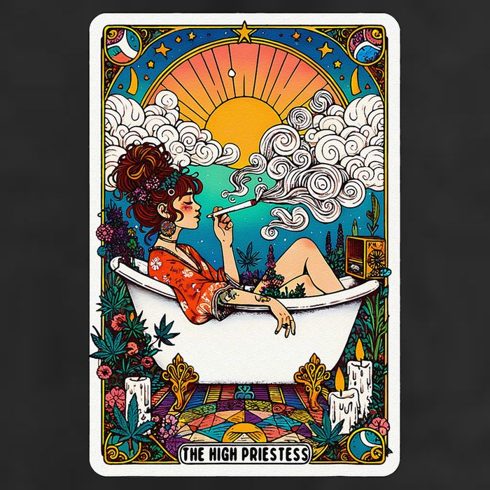 The High Priest.Ess Retro Cannabis Stoner Weed Tarot Card Beanie