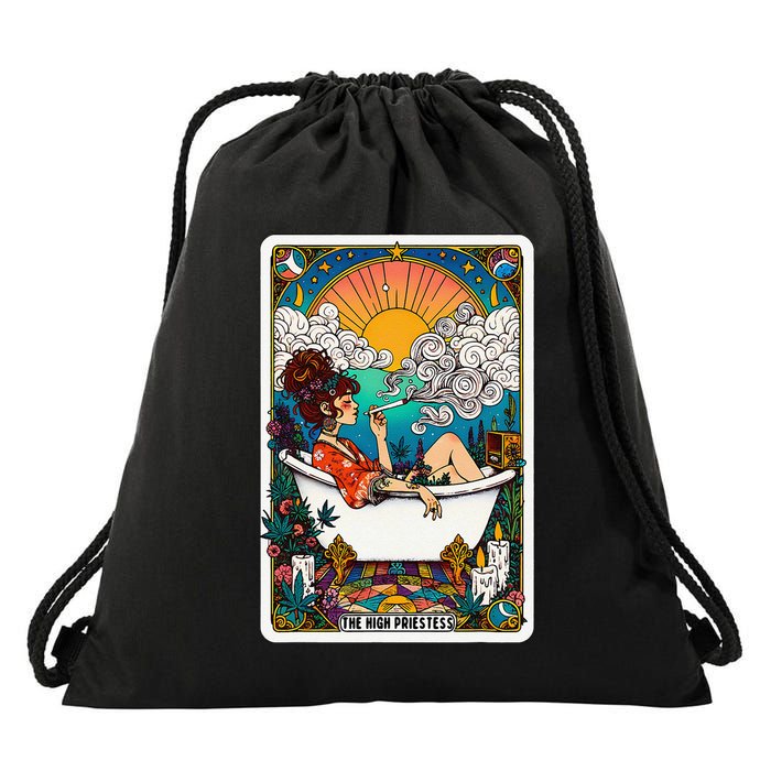 The High Priest.Ess Retro Cannabis Stoner Weed Tarot Card Drawstring Bag
