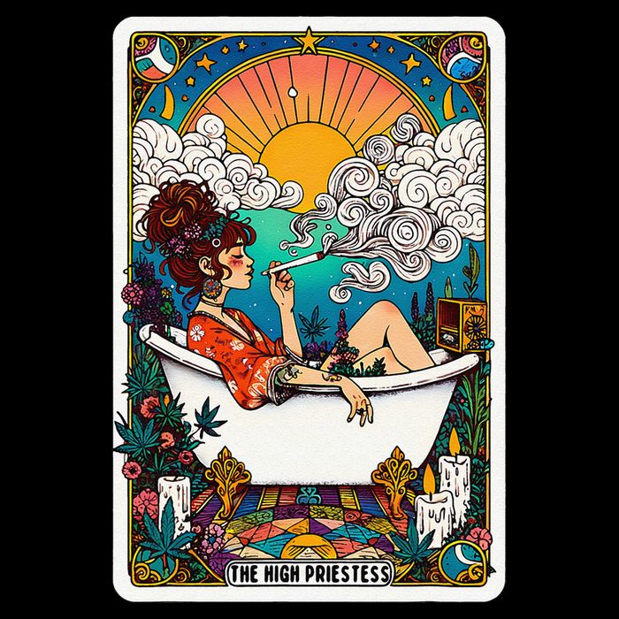 The High Priest.Ess Retro Cannabis Stoner Weed Tarot Card Drawstring Bag