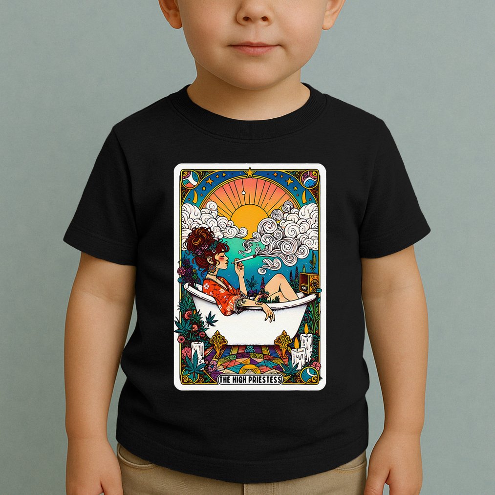 The High Priest.Ess Retro Cannabis Stoner Weed Tarot Card Toddler T-Shirt
