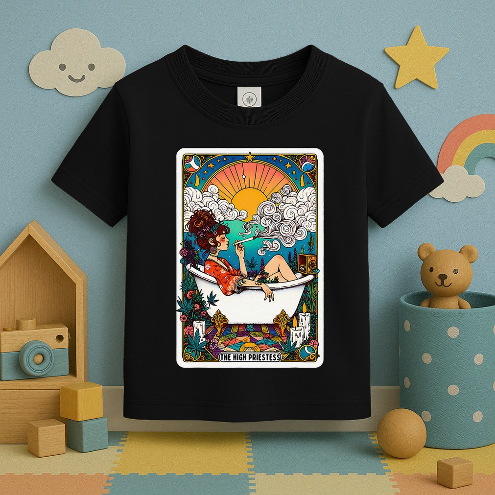 The High Priest.Ess Retro Cannabis Stoner Weed Tarot Card Toddler T-Shirt