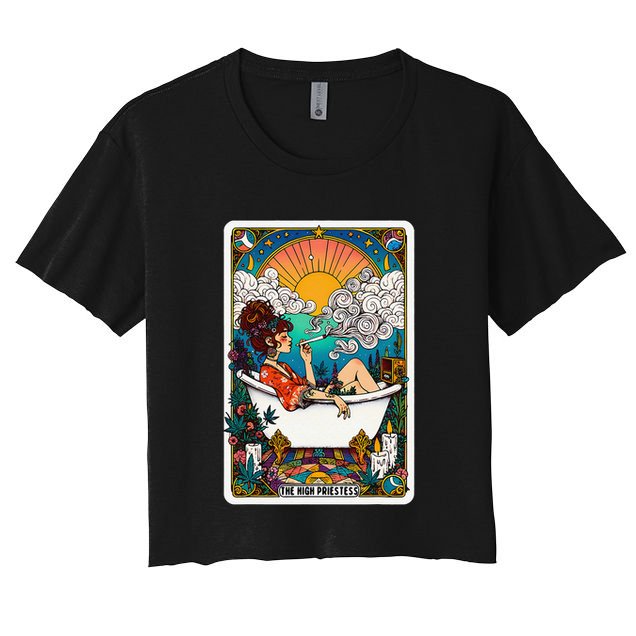 The High Priest.Ess Retro Cannabis Stoner Weed Tarot Card Crop Top