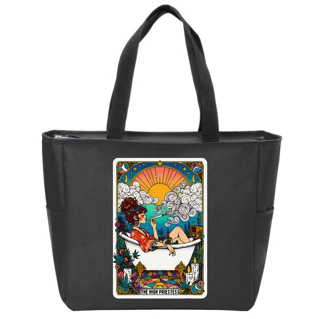 The High Priest.Ess Retro Cannabis Stoner Weed Tarot Card Zip Tote Bag