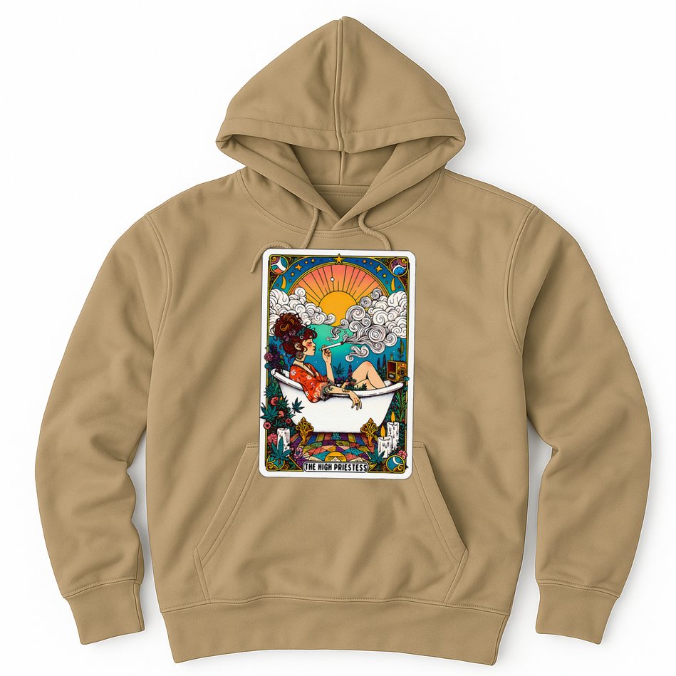 The High Priest.Ess Retro Cannabis Stoner Weed Tarot Card Hoodie