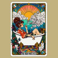 The High Priest.Ess Retro Cannabis Stoner Weed Tarot Card Button