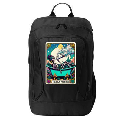 The High Priest.Ess Retro Skeleton Marijuana Weed Tarot Card City Backpack