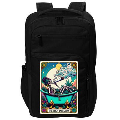 The High Priest.Ess Retro Skeleton Marijuana Weed Tarot Card Impact Tech Backpack