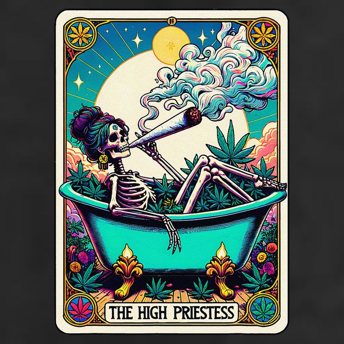 The High Priest.Ess Retro Skeleton Marijuana Weed Tarot Card Adult Drive Performance Visor