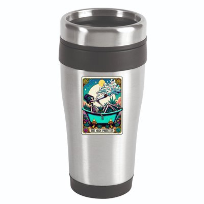 The High Priest.Ess Retro Skeleton Marijuana Weed Tarot Card 16oz Travel Tumbler