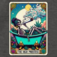 The High Priest.Ess Retro Skeleton Marijuana Weed Tarot Card Vector Backpack