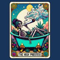 The High Priest.Ess Retro Skeleton Marijuana Weed Tarot Card Cool Comfort Performance Bucket Hat