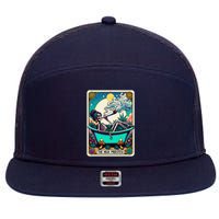 The High Priest.Ess Retro Skeleton Marijuana Weed Tarot Card 7 Panel Mesh Trucker Snapback Hat
