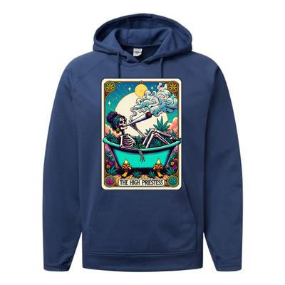 The High Priest.Ess Retro Skeleton Marijuana Weed Tarot Card Performance Fleece Hoodie