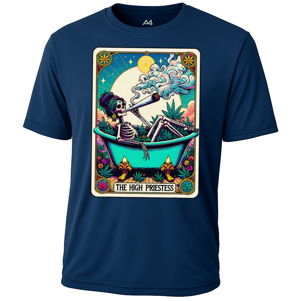 The High Priest.Ess Retro Skeleton Marijuana Weed Tarot Card Performance Shirt