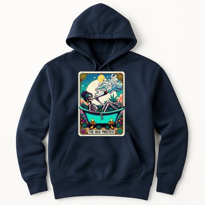 The High Priest.Ess Retro Skeleton Marijuana Weed Tarot Card Hoodie