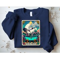 The High Priest.Ess Retro Skeleton Marijuana Weed Tarot Card Sweatshirt
