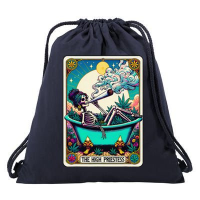 The High Priest.Ess Retro Skeleton Marijuana Weed Tarot Card Drawstring Bag