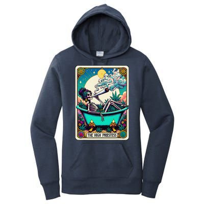 The High Priest.Ess Retro Skeleton Marijuana Weed Tarot Card Women's Pullover Hoodie