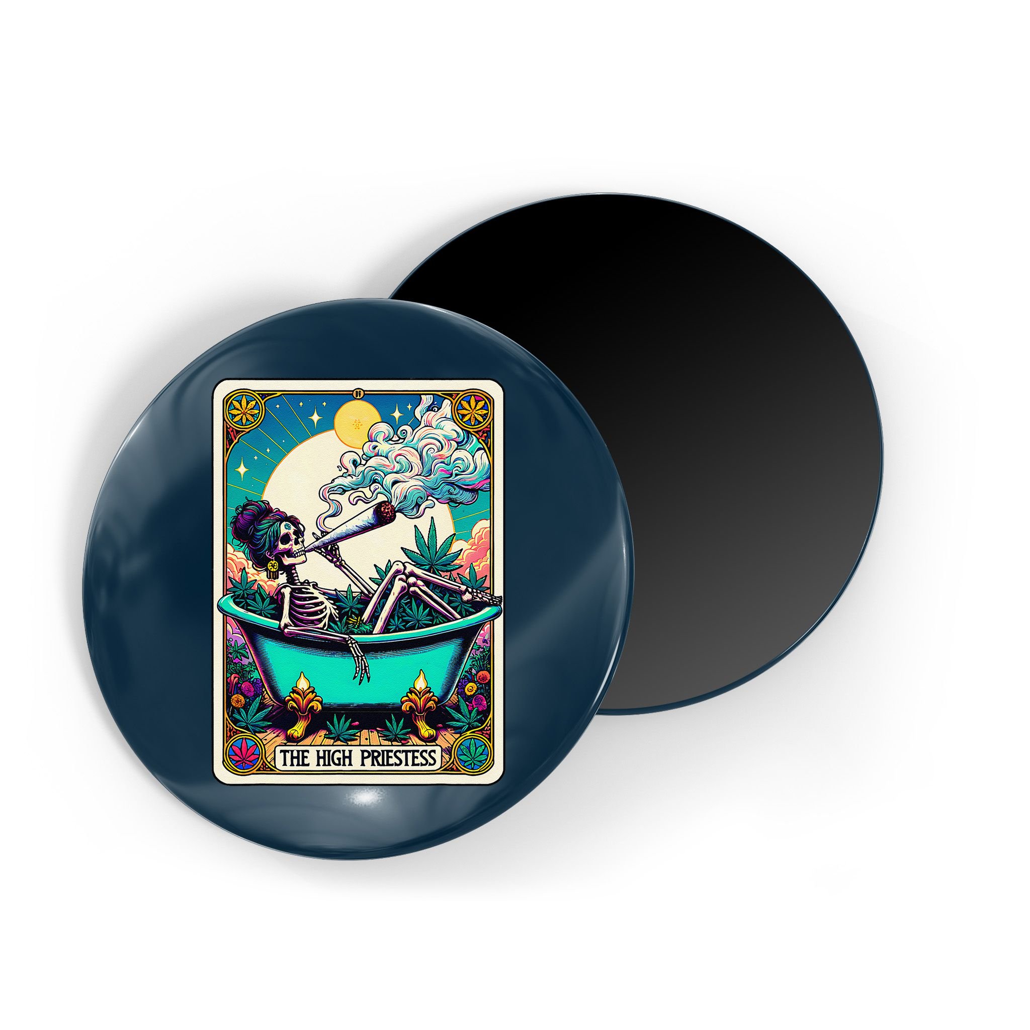 The High Priest.Ess Retro Skeleton Marijuana Weed Tarot Card Magnet